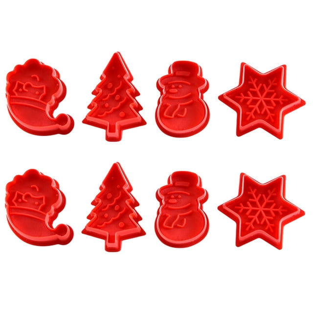 TIMIFIS Baking Tool 4Pcs Christmas Cookie Plunger Cutter Mould Fondant Cake Mold Bake Set Kitchen Gadgets