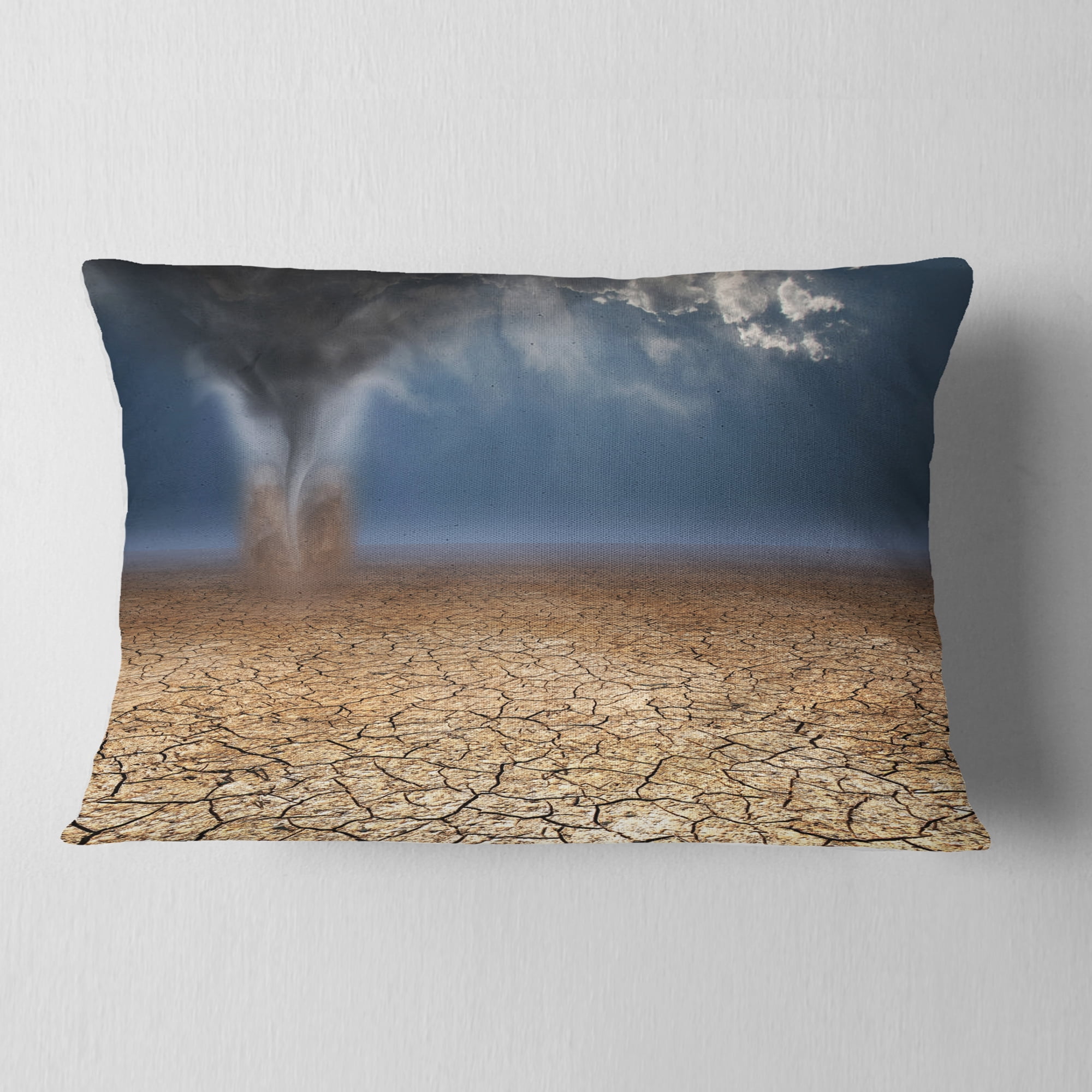 Designart Dust Devil in the Desert - Landscape Printed Throw Pillow - 12x20