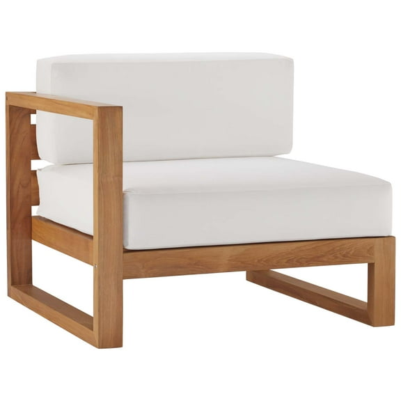 Lounge Chair, White Natural, Teak Wood, Fabric, Modern Contemporary, Outdoor Patio Balcony Cafe Bistro Garden Furniture Hotel Hospitality