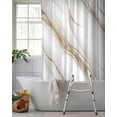 thumbnail image 2 of Split Shower Curtain for Transfer Bench, White Golden Marble Fabric Shower Curtains for Bathroom, Modern Abstract Art Marble Crack Tub Sliding Transfer Bench Waterproof Bath Curtains 72"x78", 2 of 9