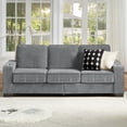 thumbnail image 2 of Lunale 83.9" Corduroy Sofa with Cup Holders, Modern 3-Seater Couch for Living Room, Gray, 2 of 10