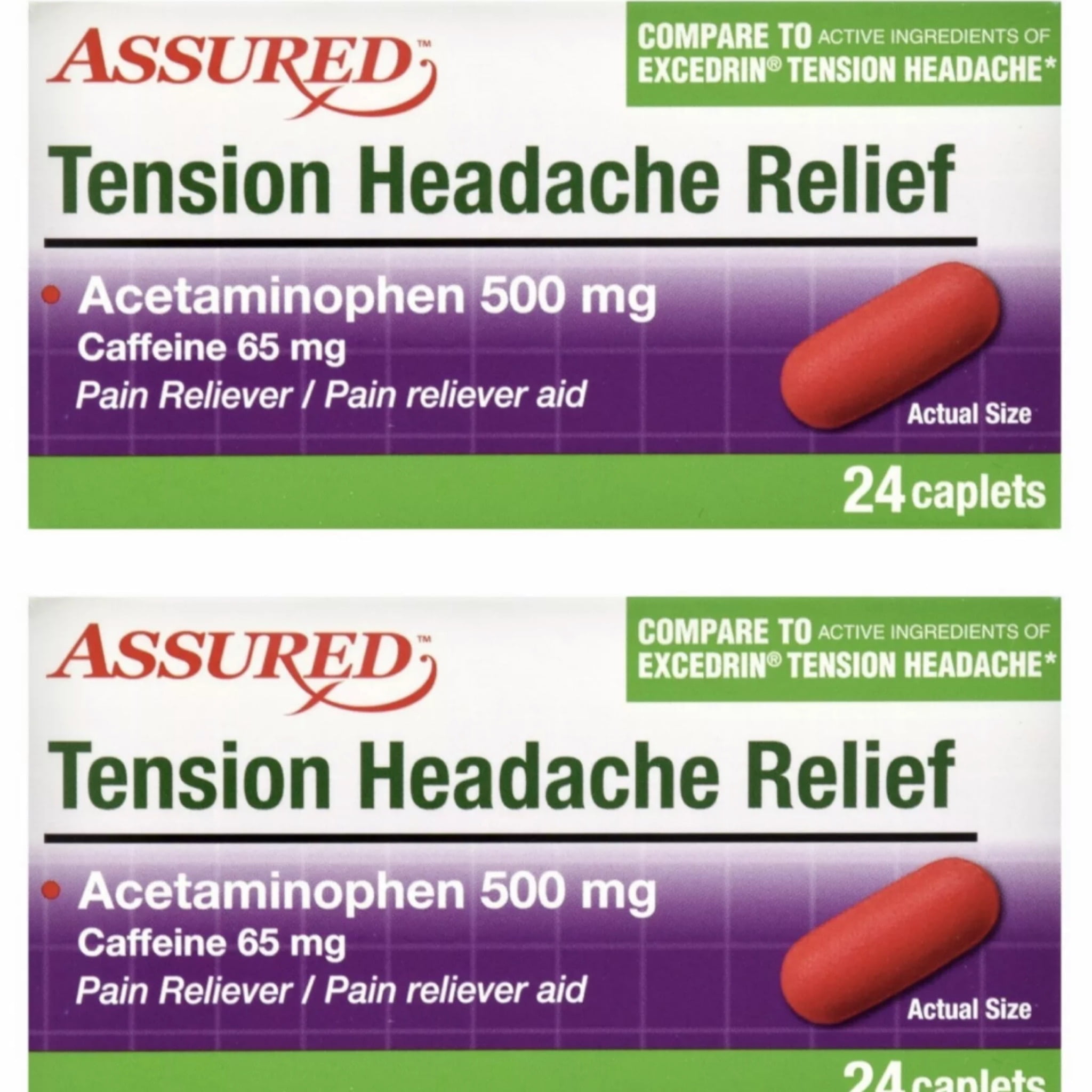 2 Packs Tension Headache Relief 24 Caplets Each