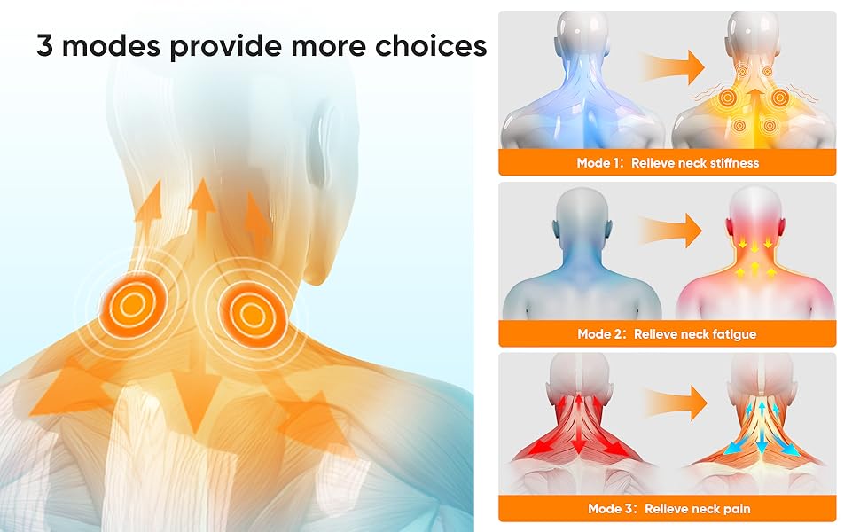Neck Massager 2025, Neck and Shoulder Relaxer with Heat, 3 Modes, Portable Pillows for Pain Relief and Muscle Relax, 26° Angle Cervical Traction Device for Back, Shoulder