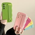 thumbnail image 4 of Compatible with Samsung Galaxy A25 5G Phone Case with Wrist Strap Kickstand Cute Solid Color Curly Wave Frame A25 Case Women Camera Protection Soft Cover (Pink, Samsung Galaxy A25), 4 of 7