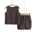 thumbnail image 6 of Lumosvexa Girls Outfit Sets 2 Piece Sleeveless Tank Tops and Elastic Waist Shorts Kids Summer Daily Comfort Clothes Brown Size 6, 6 of 8