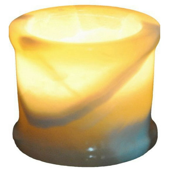 Single Alabaster Candle Holder - Egyptian Tealight and Votive Candles Holders with Amber Glow for Home Décor Natural Stone Soothing Tranquil Aurora