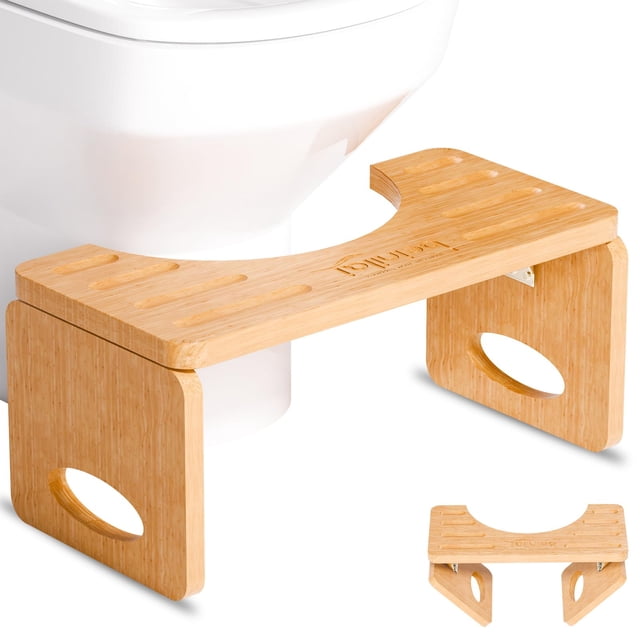 Taburete Beinilai plegable para inodoro, 7 pulgadas, de bambú, en cuclillas, para adultos