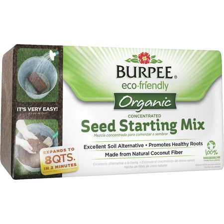 Burpee Eco-Friendly Natural & Organic Concentrated Seed Starting Coir, 4pk, 8qt brick, (Best Garden Seeds To Start Indoors)