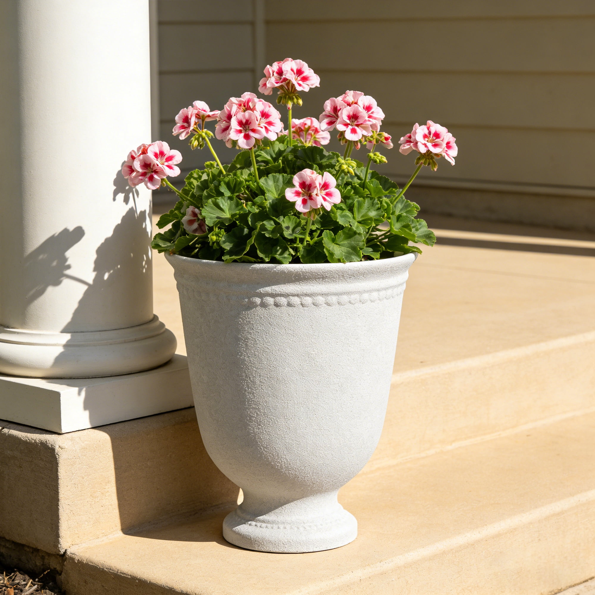 My Texas House 16 x 18.1 Inch Asti Urn White Recycled Resin Planter