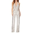 thumbnail image 7 of Ankishi Halter Jumpsuits for Women Deep V Sparkly Halter Cowl Neck Sparkly Jumpsuits Clubwear Outfit for Daily Wear Dating Party, 7 of 7