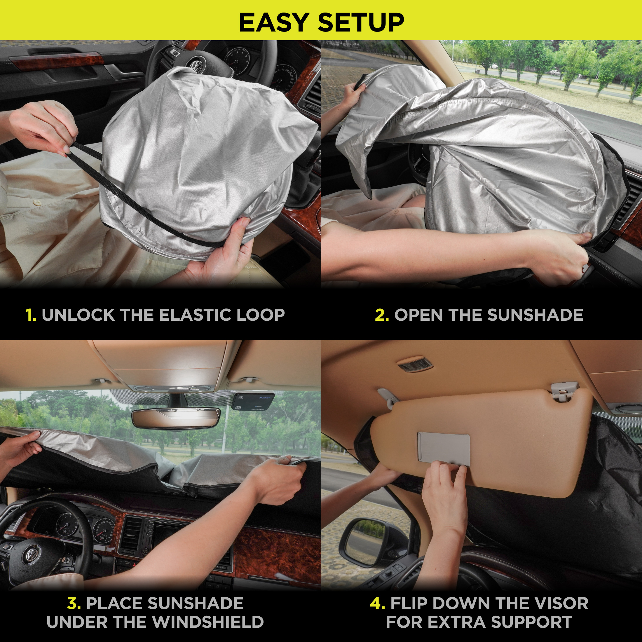 Auto Drive Foldable Windshield Sunshade, 67" x 39" photo 5