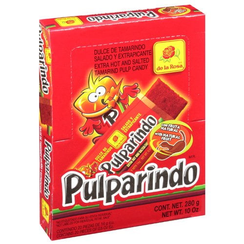 Bolitas De Tamarindo Pulparindo De la Rosa Extra Hot & Salted Tamarind Pulp Candy Pulparindo, 20ct