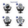 thumbnail image 4 of Leaf Office Chair Slipcover, Brush Stroke Stripes with Flower Arrangement Sketch Illustration, Protective Stretch Decorative Fabric Cover, Standard Size, Mint Green Navy Blue, by Ambesonne, 4 of 5