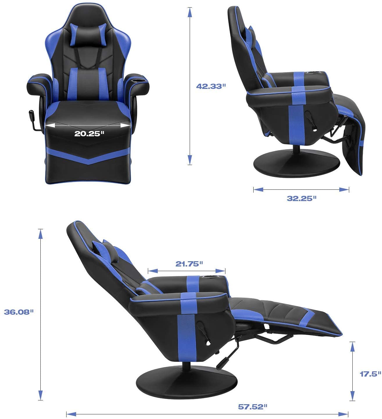 Lacoo PU Leather Gaming Computer Chair with Footrest and Lumbar