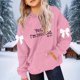 thumbnail image 5 of Camiseta de manga larga con lazo para niños, cuello redondo liso, parte superior lisa, adecuada para niños y niñas, sudadera con capucha para niñas, parte superior de poliéster, 5 of 6