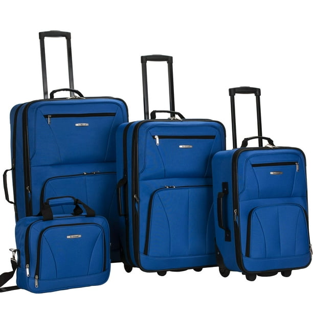 Juego de equipaje Rockland Journey Softside expandible azul de 4 piezas
