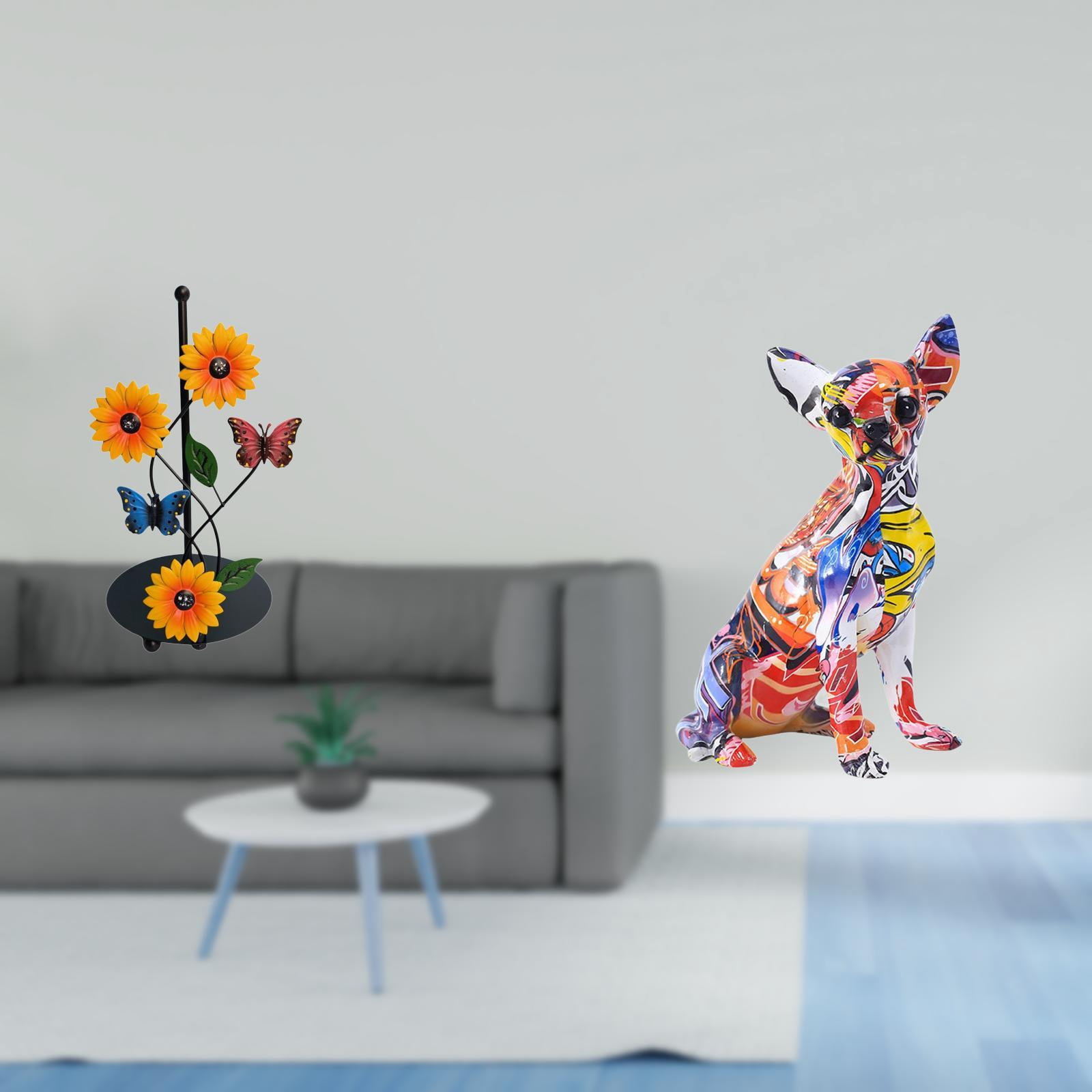 Fiocias Toilet Paper Holder Decorative Figure Paper Towel Holder Dog Statue Collectible Crafted Graffiti Decor Resin Iron Material Suitable for Kitchen Counte