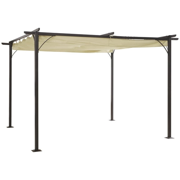 Newboti 11.5' x 11.5' Outdoor Retractable Pergola Canopy, Metal Patio Shade Shelter for Backyard, Porch Party, Garden, Grill Gazebo, Beige 428537892665225