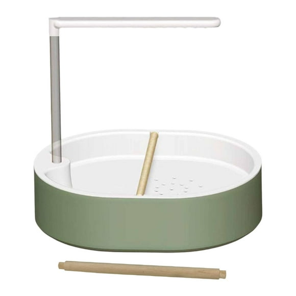 Bañera para loros, ducha automática para pájaros, contenedor de bañera con perchas de madera y bomba para periquitos, pájaros pequeños y medianos. Cabezal de ducha blanco