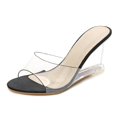 thumbnail image 2 of Women's Slipper Transparent T Strap High Heel Slide Sandals Open Toe Flip Flops for Outdoor Casual Summer Beach Wear, 2 of 9