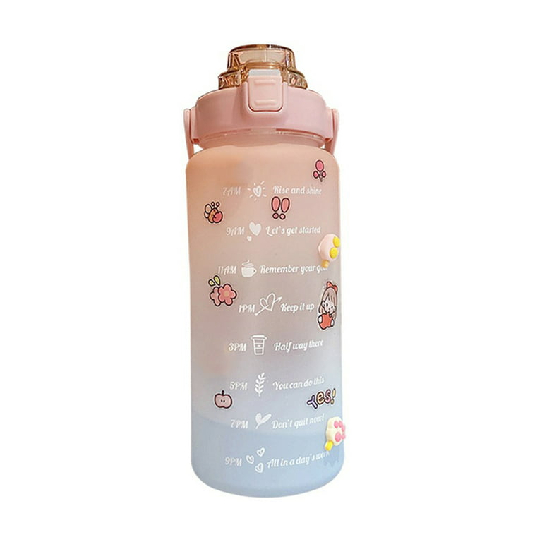 2L Water Bottle With Straw Time Marker Plastic Water Cup Large Capacity  Frosted Outdoor Sports Bottles