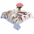 thumbnail image 2 of Christmas Snowman Table Cloth Waterproof Tablecloths, Xmas Snowflake Elk Eucalyptus Leaves Tablecloth Dining Table Cover for Kitchen Party Tabletop Outdoor, Square Tablecloth 54x54 Inch, 2 of 9
