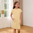 thumbnail image 4 of Ynynloco Toddler Girl Cotton Casual Dress Summer Short Sleeve Loose Basic Tunic Playwear Shirt Dresses, 4 of 9