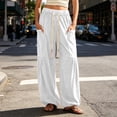 thumbnail image 2 of Puntoco Women's Boho Harem Pants Baggy Sweatpants with Pockets Drawstring Waist, Jogger Pants, Casual, Wide Leg Gym Pants White-C, 2 of 8