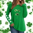 thumbnail image 2 of Posijego Plus Size Tops for Women Clover Long Sleeve Shirts St Patricks Day Graphic Teestunics Stretch Soft Basic Shirts, 2 of 6