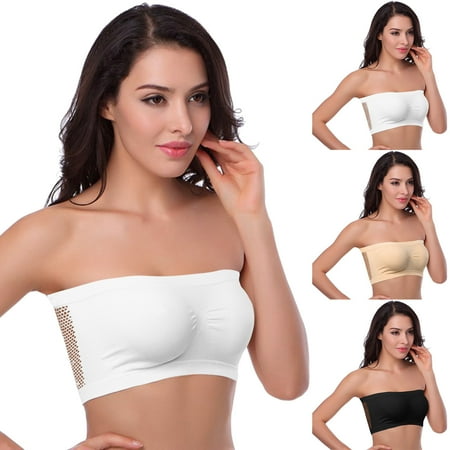 Pxiakgy tube tops for women 3 Pieces Womens Non Padded Bandeau Sprots Bra Strapless Convertible Bralettes Basic Layer Tube Top Bra Multicolor + S