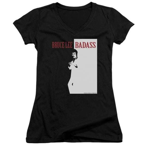 Bruce Lee Badass Junior Women's T-Shirt V-Neck Black
