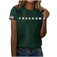 thumbnail image 4 of Women's Freedom Print Casual T-Shirt, Comfortable and Breathable Shirt for Famale, Green Dark, S, 4 of 4