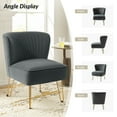 thumbnail image 2 of Velvet Armless Accent Chair Gold Metal Legs Modern Upholstered Single Sofa Home Living Room Grey, 2 of 7