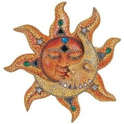 George S. Chen Imports Polyresin Orange Mosaic Face Sun with Yellow Mosaic Moon, 13"