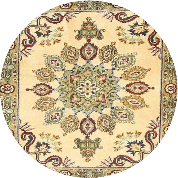 Ahgly Company Indoor Round Traditional Brown Gold Medallion Area Rugs, 4' Round