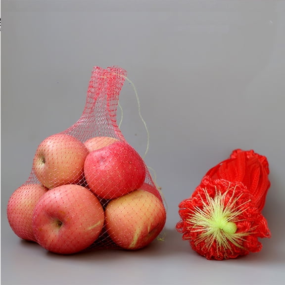 CTIRCHIU 100-Pack Red Mesh Net Bags Portable Shopping and Storage Bags for Outdoor Use, Reusable and Lightweight