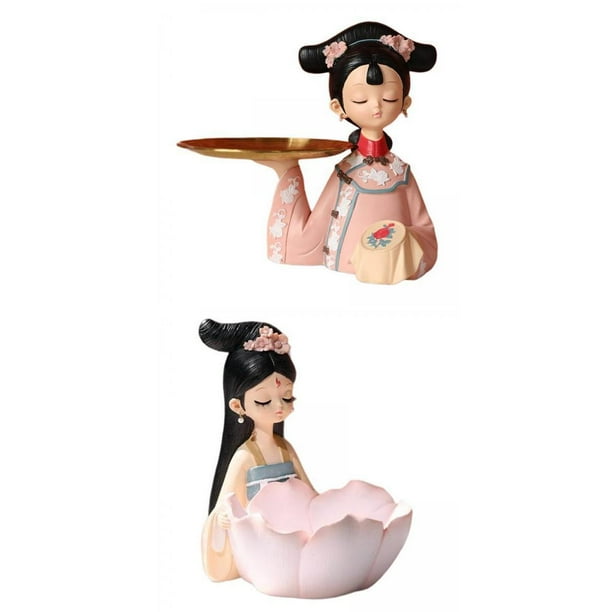 2 figuras creativas de niña para guardar galletas, decoración del hogar, frutas Rosa L