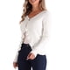 thumbnail image 4 of Suéter cárdigan de manga larga INSPIRE CHIC para mujer con botones, volantes y escote en V XL blanco, 4 of 6