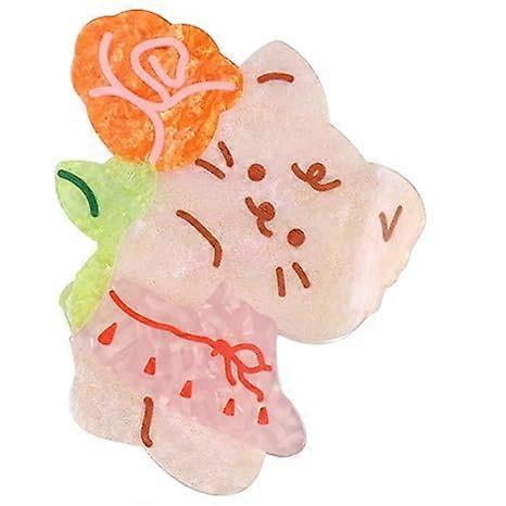 Pinza para el pelo con forma de animal de dibujos animados, de acetato, con forma de gato,con diseño geométrico grande de tiburón, accesorio para el cabello, 10 x 9 cm, color blanco y naranja