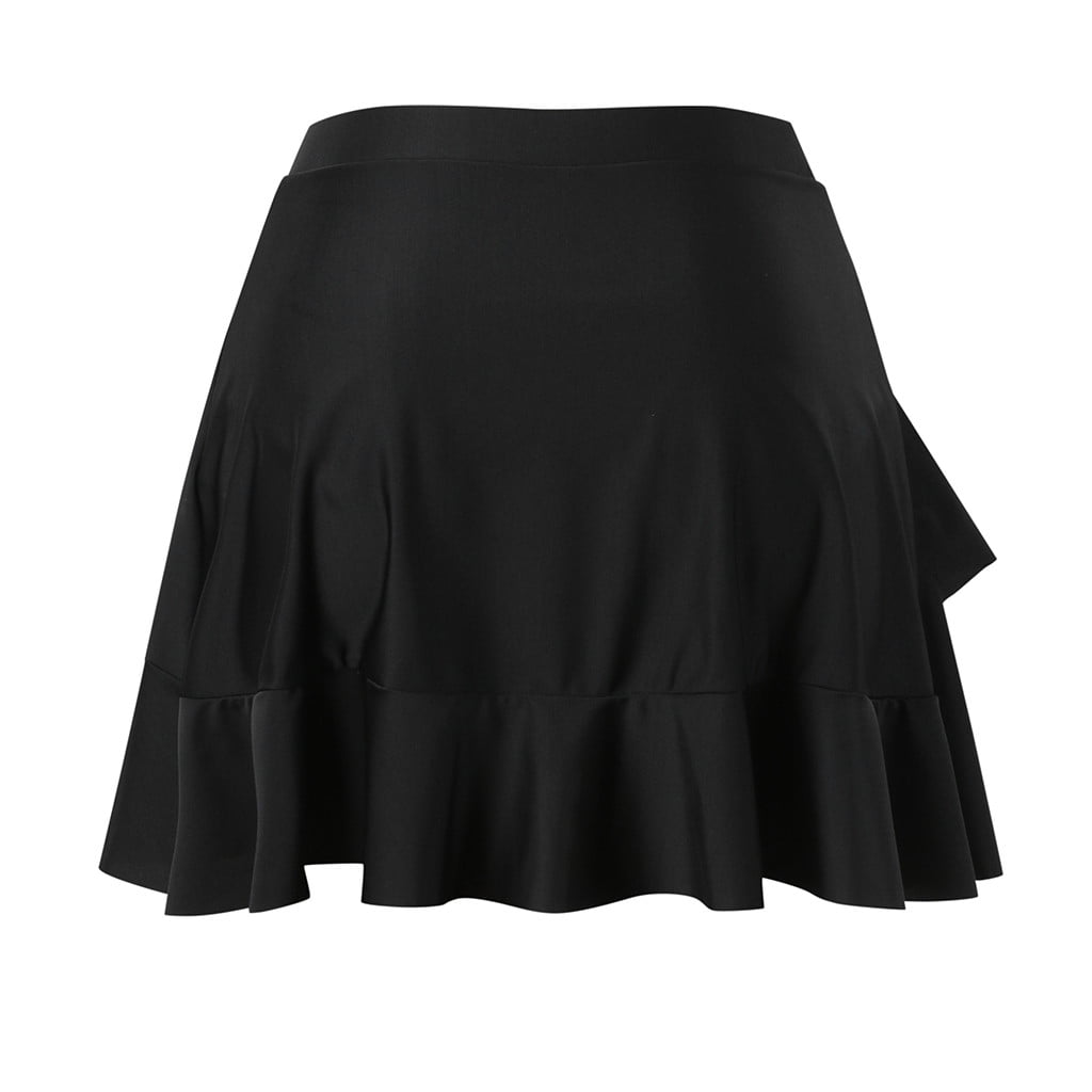 XIAQUJ Women Bikini Bottom Tankini Swim Skirt Pocket Short Beach Dress Swimwear Pants Black M