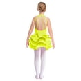 thumbnail image 2 of TiaoBug Big Girls Rhinestones Latin Jazz Dance Dress Salsa Rumba Cha-cha Dancer Ruffle Tutu Skirt Leotard Fluorescent Yellow 8, 2 of 5