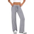 thumbnail image 2 of Pajama Pants for Women Soft Wide Leg Pants Flowy Comfy Casual Lounge Yoga Capri Pants 28" 29" Inseam Light Gray M, 2 of 6