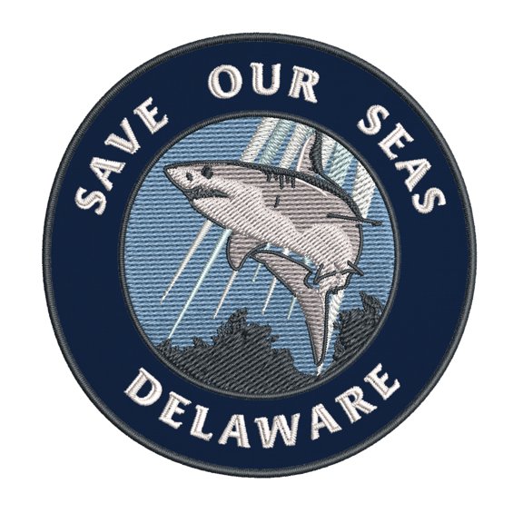 Save Our Seas! Delaware 3.5 Inch Iron Or Sew On Embroidered Fabric Badge Patch Ocean Beach, Salt Life Iconic Series