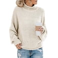 thumbnail image 1 of Women Knit Turtleneck Twist Winter Warm Sweater Pullover Coat, 1 of 5