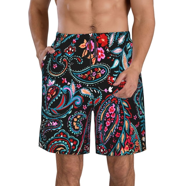 Fotbe Paisley Trajes de Baño Estampados para Hombre, Shorts de Verano de Secado Rápido, Ropa de Playa, Bañadores-Small