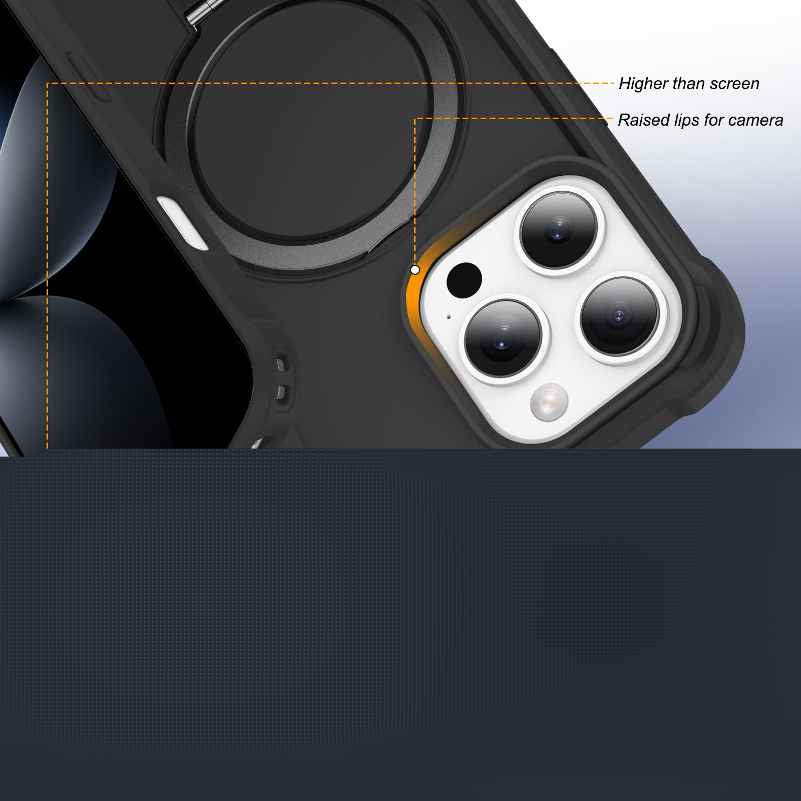 thumbnail image 4 of TECH CIRCLE Magneitc Case for iPhone 13 Pro,Shockproof Invisible Ring Stand Case Compatible with Mag Safe Rugged Back Cover for iPhone 13 Pro,Black, 4 of 7