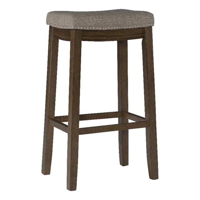 Riverbay Furniture Rubberwood Brown Bar Stool Backless 32.25" Unassembled