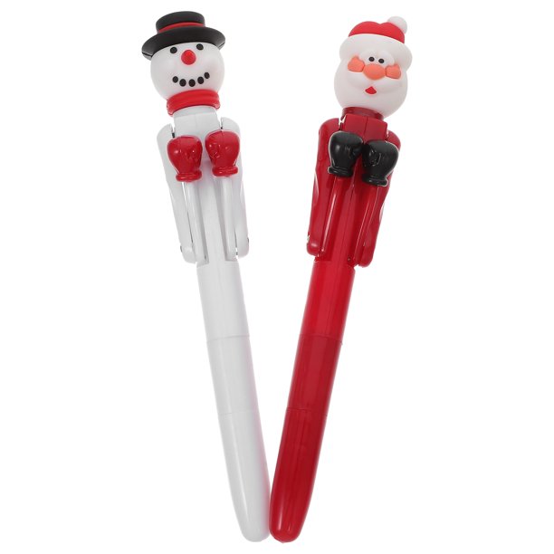 2 bolígrafos de boxeo de Papá Noel, bolígrafos de muñeco de nieve, suministros de oficina de Navidad, bolígrafos novedosos para estudiantes y adultos, bolígrafos de Papá Noel de Navidad
