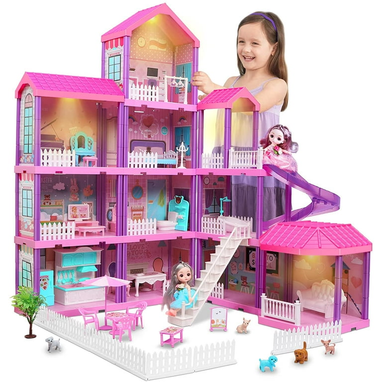 Huge Doll House Dollhouse with Light, Gift for Girls