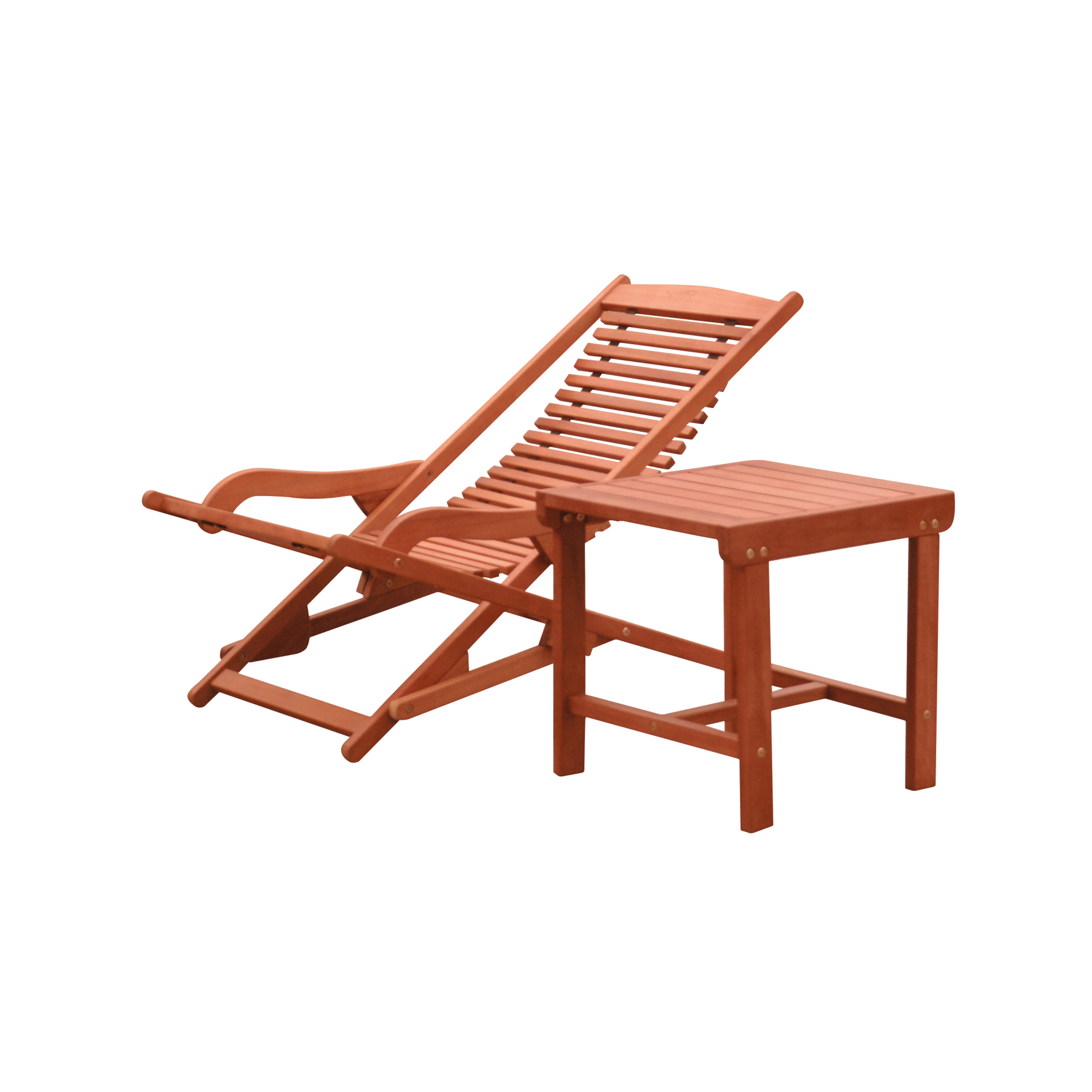 Malibu Wood Outdoor Patio 2Piece Chaise Lounge Set